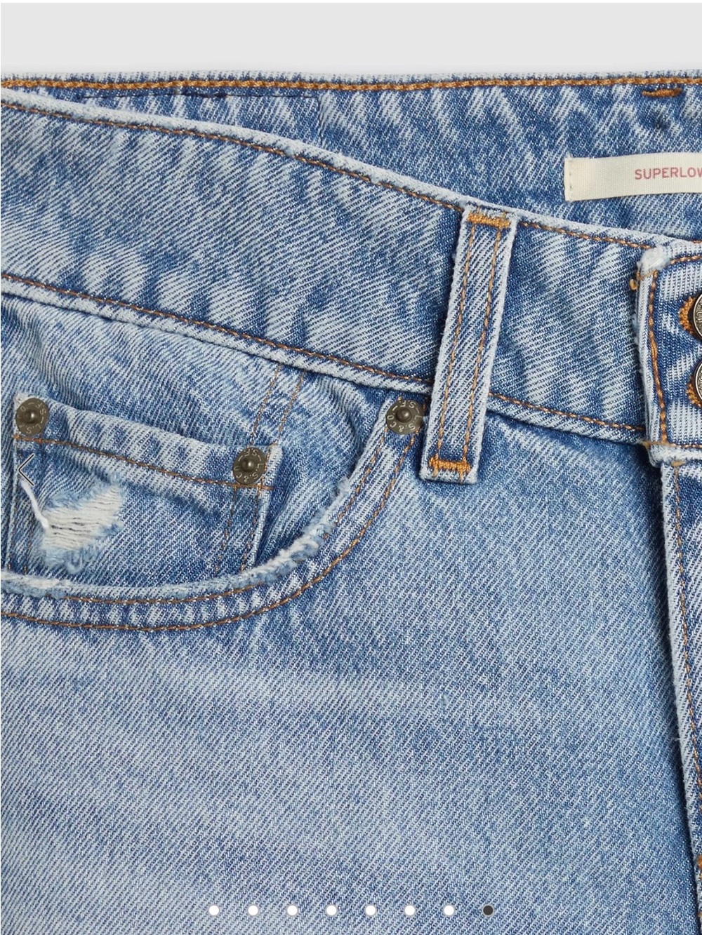 Super Low Ris n Loose Levi's Light Blue High-Rise Wide-Leg Jeans with destres - Picture 8 of 10